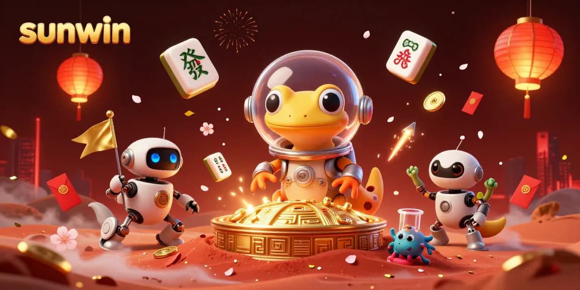 Join the Martian gecko adventure at the sunwin casino, discovering golden treasures in a vibrant, alien landscape.