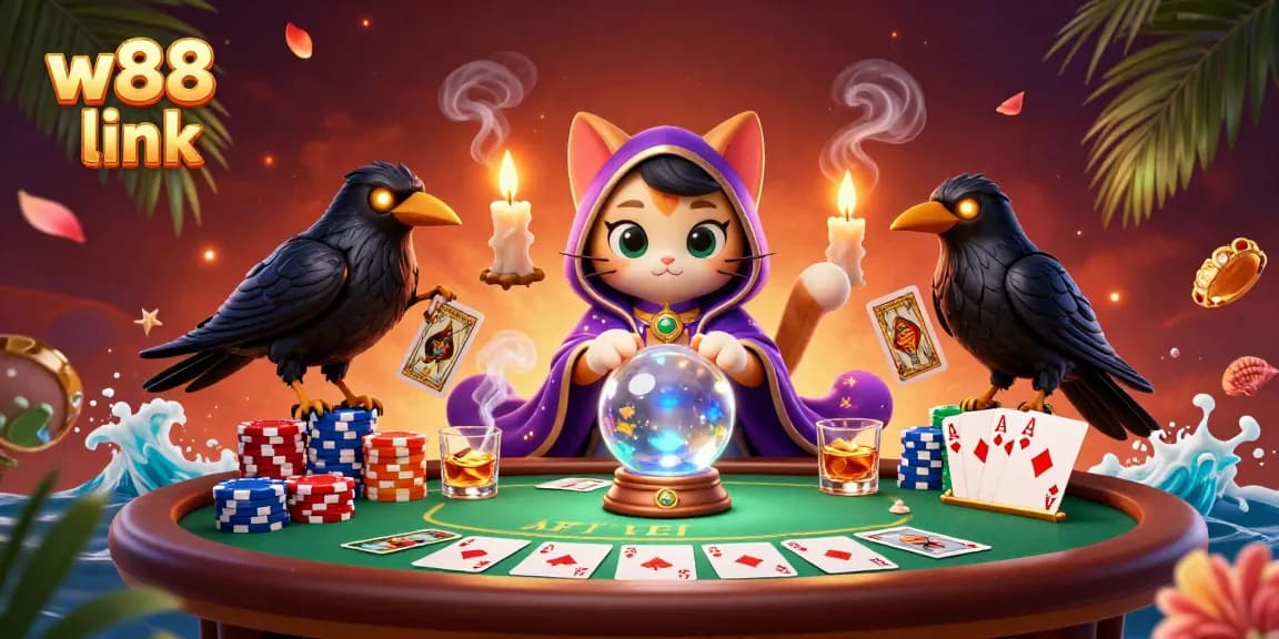 Experience strategic gameplay with the dynamic w88 link, featuring a mystical cat and gaming elements.