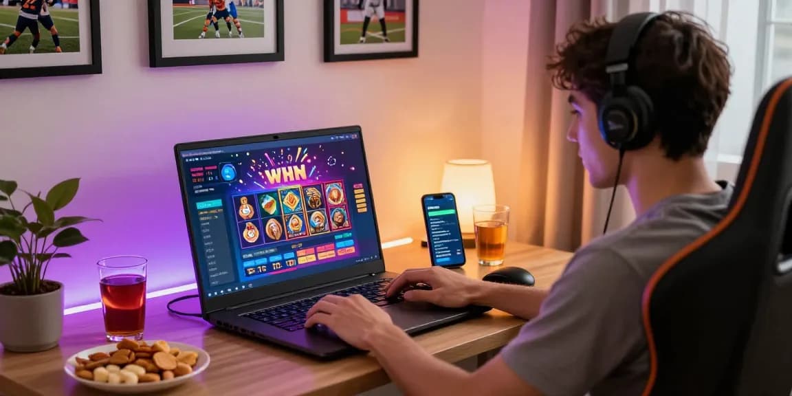 Prediksi Bola Malam Ini - Engaging online gamer celebrating a win at home.