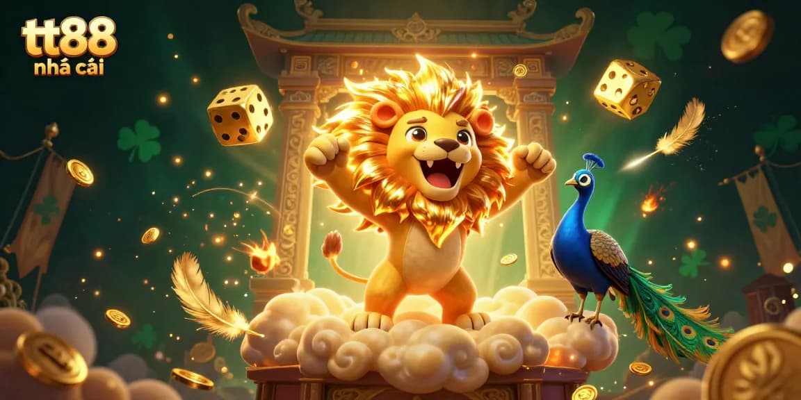 Engage with the thrilling atmosphere of tt88 nhà cái where a roaring lion reigns over a world filled with golden treasures and vibrant energies.