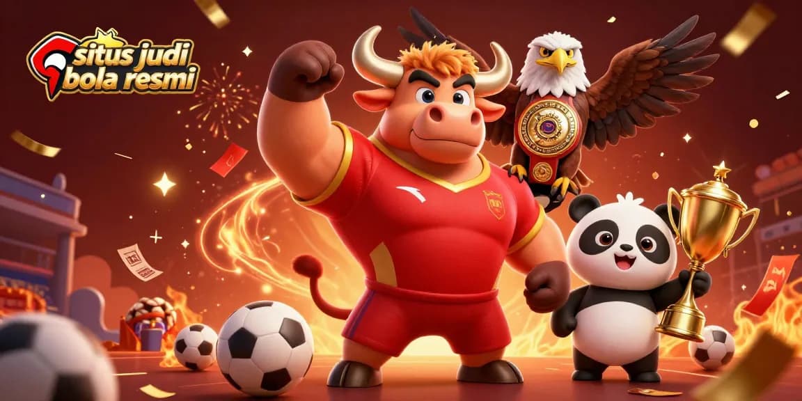 Celebrate winning on situs judi bola resmi with dynamic sports elements and festive characters.