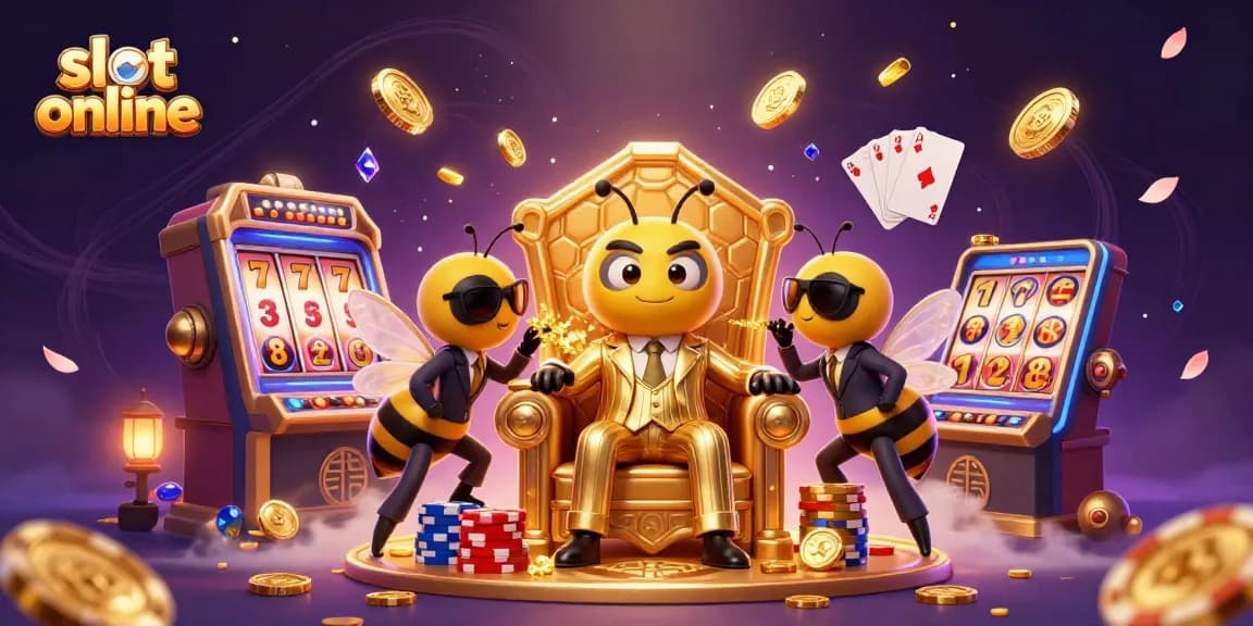 Spin lucky slot online reels with vibrant 3D casino characters amidst dazzling golden coins.