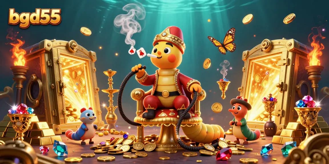 Engage in thrilling gameplay at bgd55, surrounded by treasures and poker symbols.