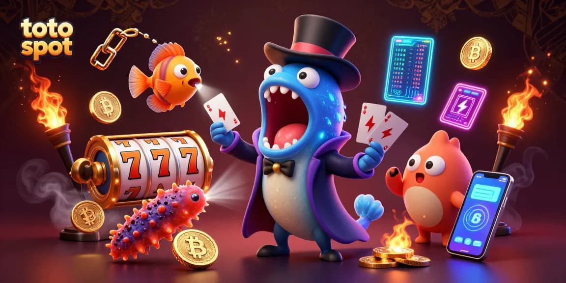Engage in the thrilling experience of toto slot with animated sea characters performing magic tricks in a vibrant casino scene.