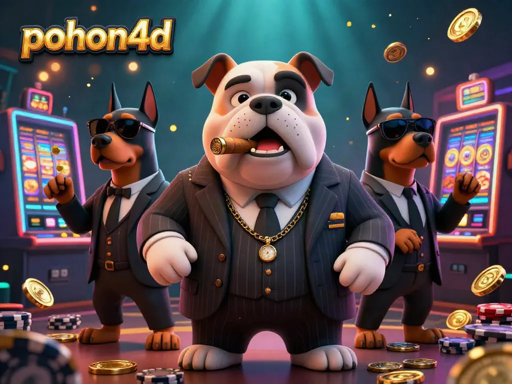 Engage with pohon4d's vibrant casino-themed illustration, showcasing innovative characters and lively gaming elements.