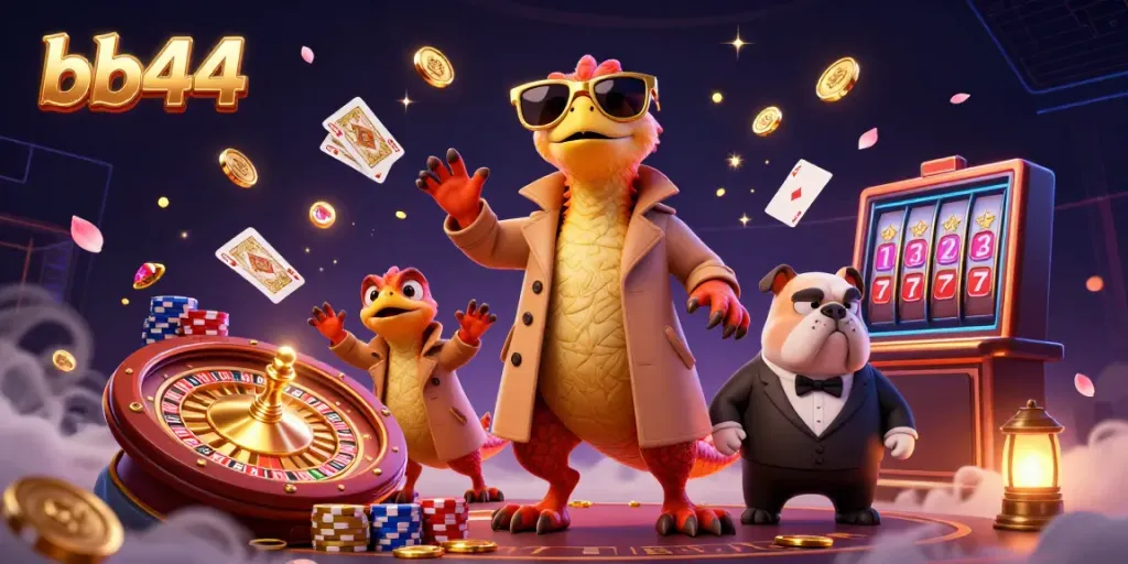 Engage in thrilling gameplay at bb44 with raptors trying to enter a VIP lounge amidst casino excitement.