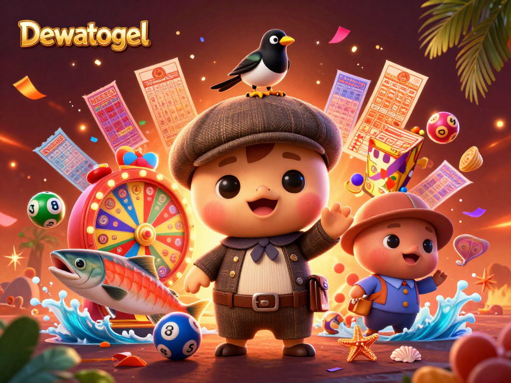 Dewatogel menggamblangkan permainan lotere dengan elemen visual yang menarik dan ceria.