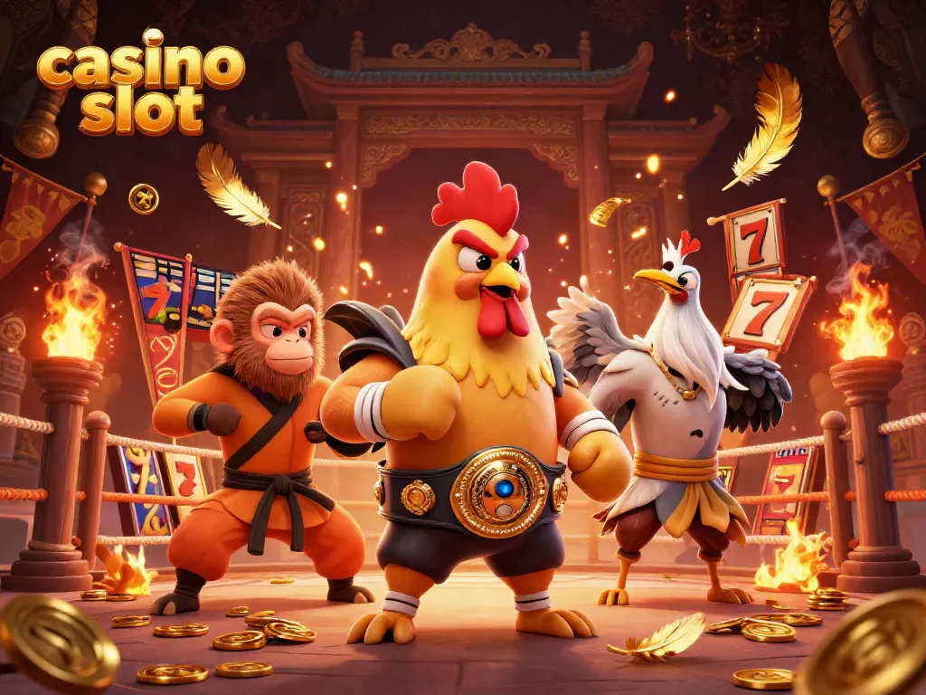 Engage with a vibrant casino slot scene featuring colorful characters and dynamic elements.