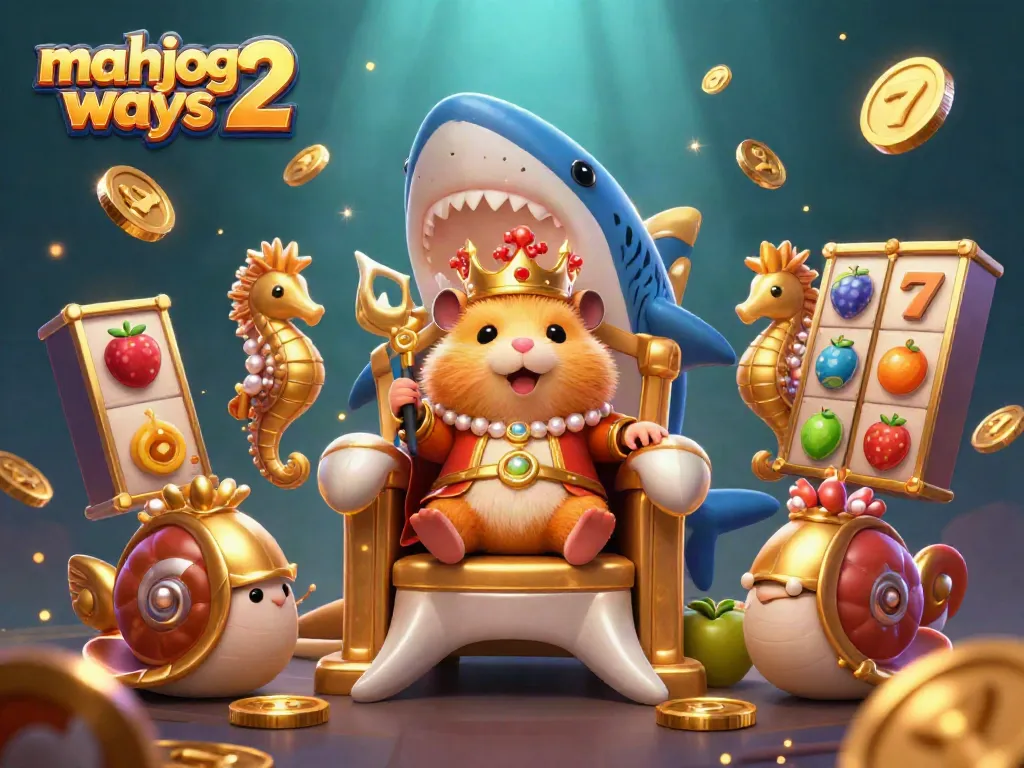 Win big with mahjong ways 2 as the golden hamster king reigns over a vibrant slot game scene.