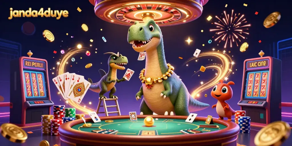 Mainkan janda4duye dengan brontosaurus dan raptor yang menghidupkan suasana kasino.