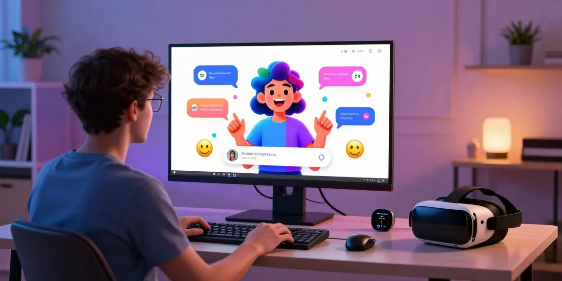 Engaging interaction with crushon ia AI character in a cozy home office setting.
