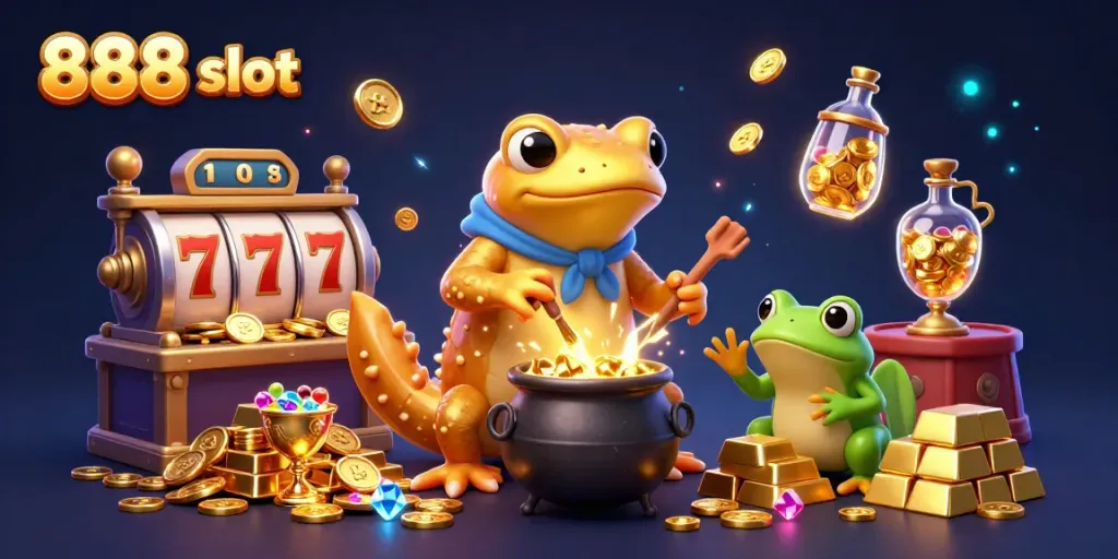 Gambang slot 888 bersinar dengan keajaiban alkimia, di tengah keseruan kasino.