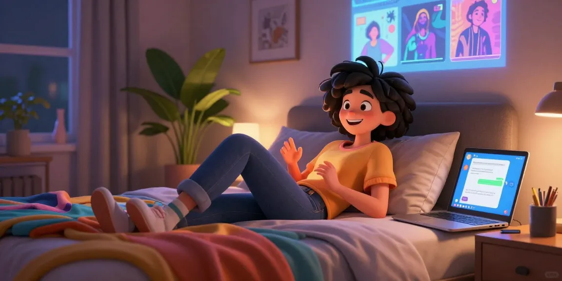 Engaging NSFW AI companion in a cozy bedroom setting, showcasing interactive chat and personalized experiences.