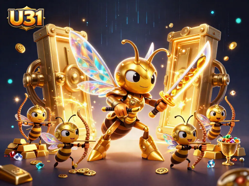 Engage with U31 at an exciting online casino featuring vibrant graphics and golden treasure.