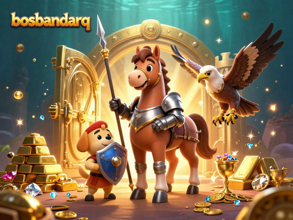 Engage with bosbandarq's thrilling games amidst golden treasures and epic 3D fantasy.