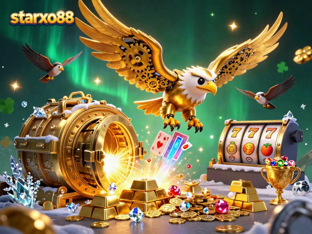 Experience thrilling gameplay with starxo88 in a vibrant 3D casino scene showcasing rich gaming elements.