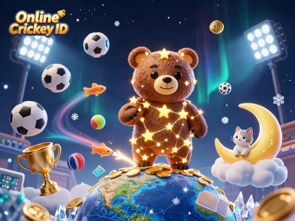 Online Cricket ID showcased through a dynamic sports-themed illustration, portraying excitement in cricket betting.