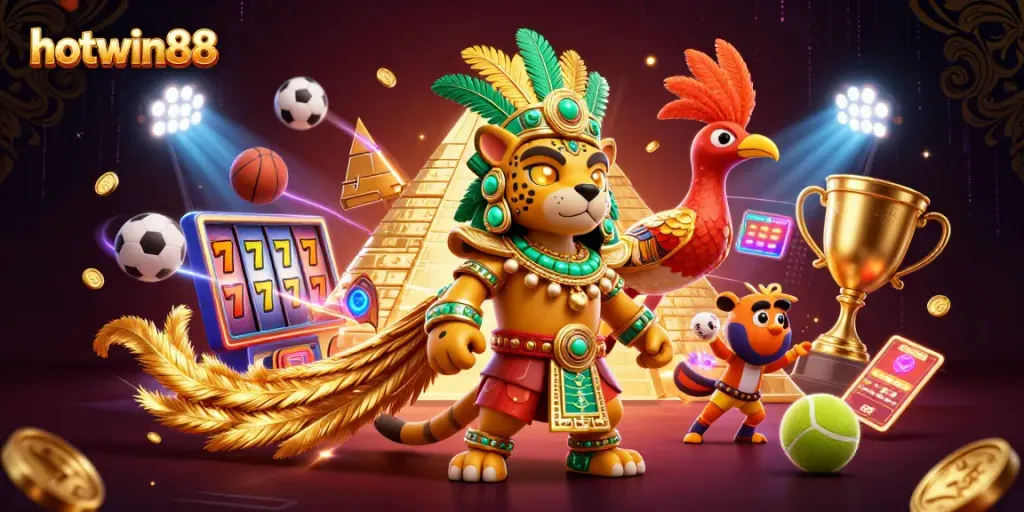 Experience thrilling action with hotwin88 slots surrounded by vibrant casino elements and dynamic prizes.