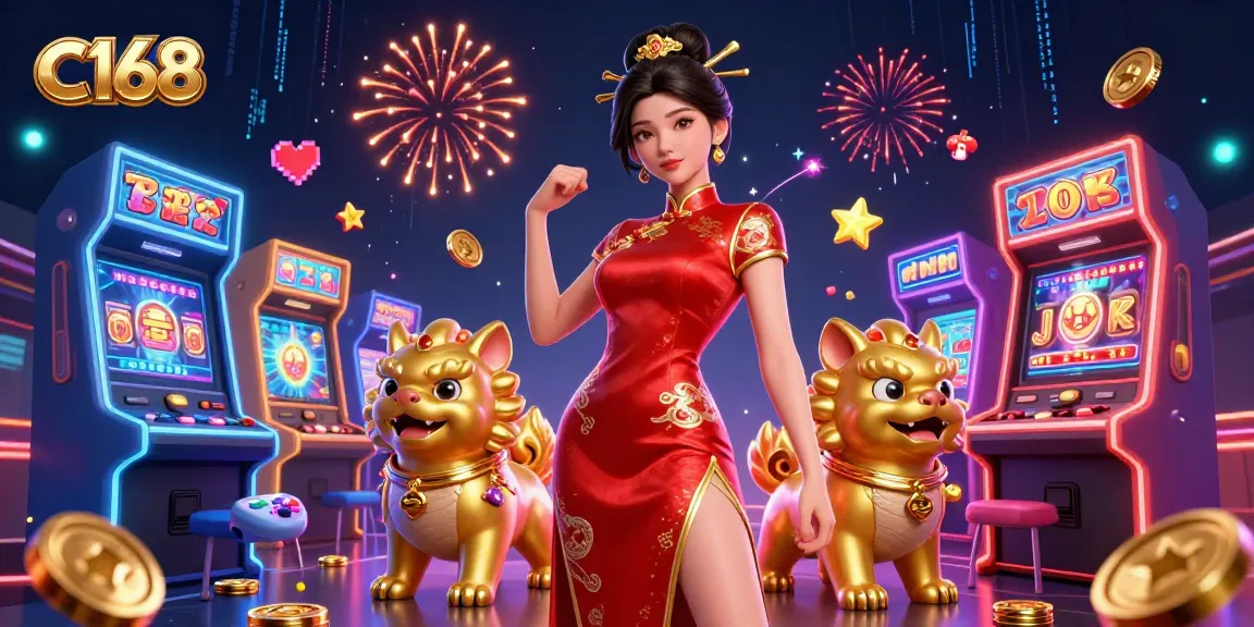 C168 offers stunning gameplay with a glamorous woman in a dazzling casino setting, enhancing your gaming experience.