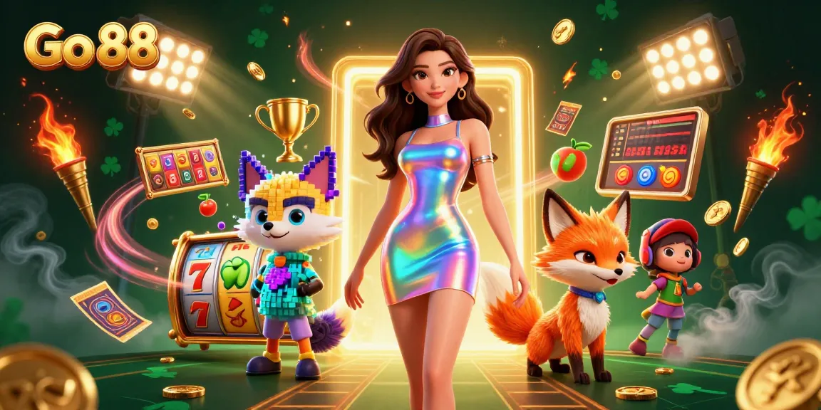 Join the excitement at Go 88 with a vibrant gaming scene showcasing slots, lights, and winning opportunities!