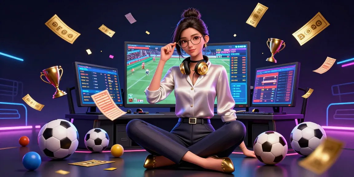Experience thrilling judi bola action with a dynamic setup, featuring a professional Asian woman at a high-tech gaming station.