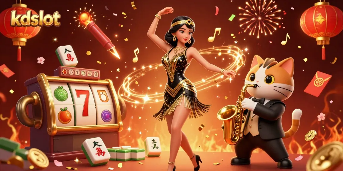 Experience the thrill of kdslot gaming with vibrant characters and lively elements in this dynamic casino illustration.