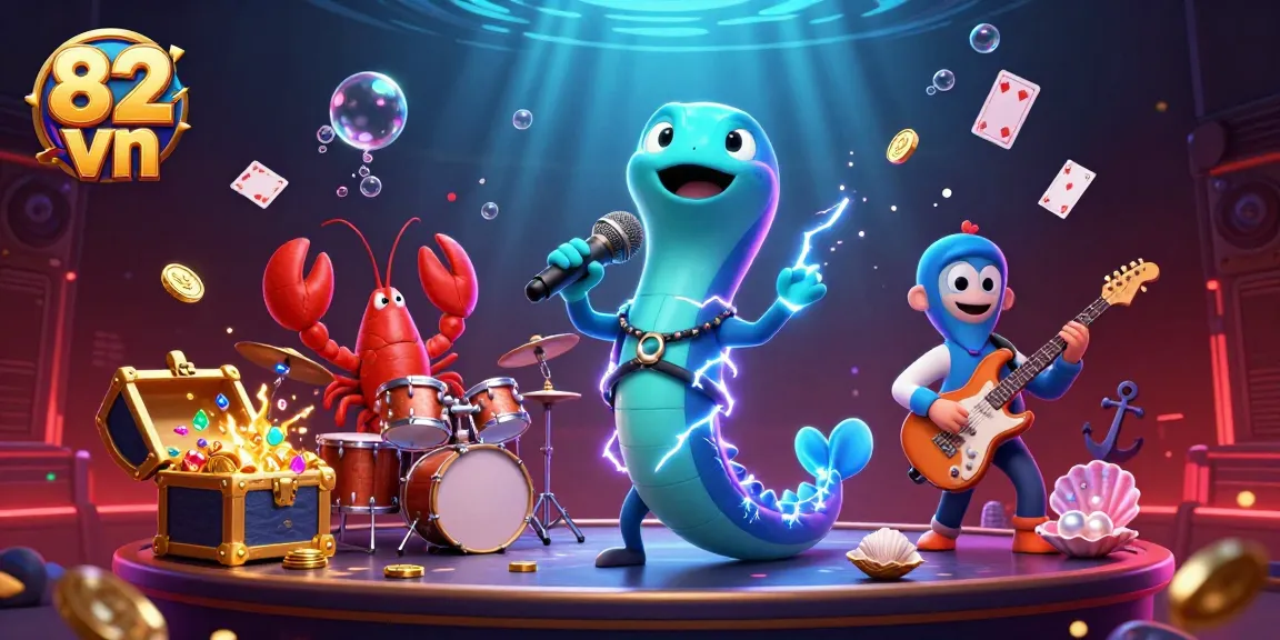 Experience thrilling gaming with 82 vn at an underwater casino featuring electric eel DJs and treasure.