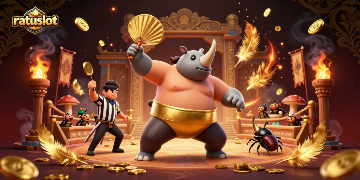 Join the excitement at ratuslot as the rhinoceros beetle champion wins with golden coins flying!