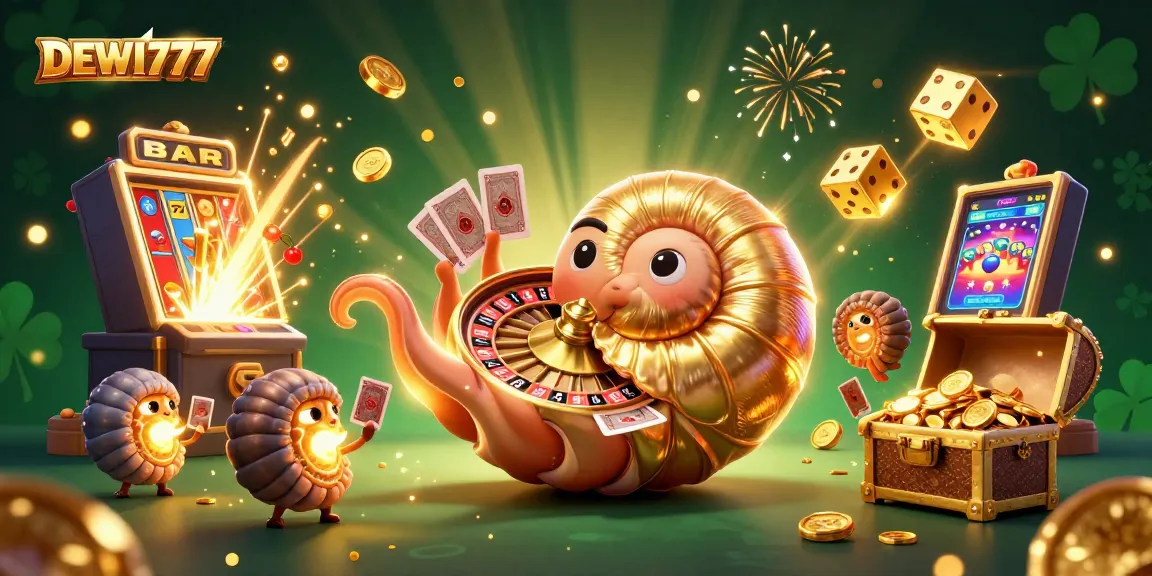 Win big with DEWI777 at dynamic casino scene featuring glowing wheel and exciting game elements.