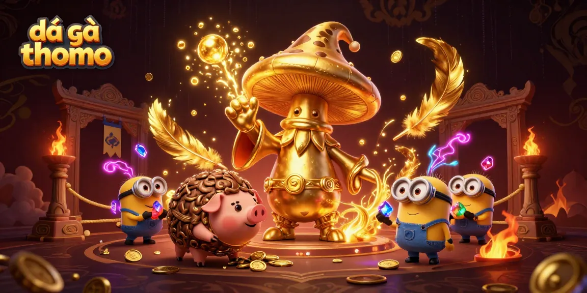 Watch đá gà thomo with the magical wizard and treasure-hunting pig in a vibrant duel scene.