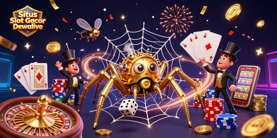 Experience the thrill with Situs Slot Gacor Dewalive amidst vibrant casino elements and big wins.