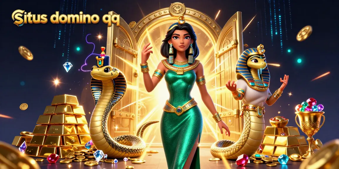 Play exciting games on situs domino qq with our captivating 3D casino illustration featuring a glamorous woman and treasures!