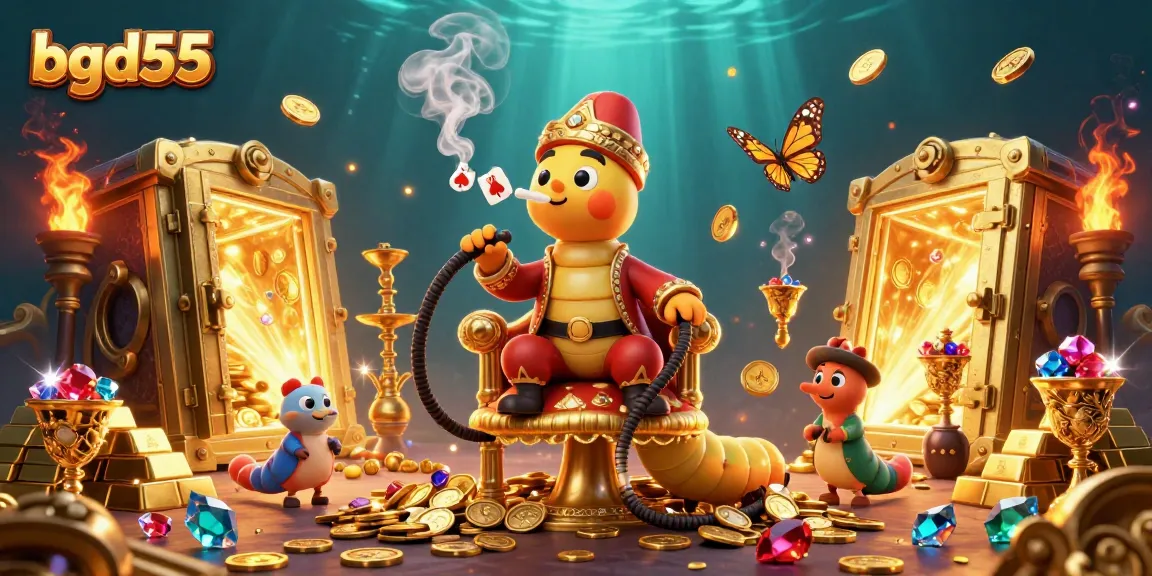 Engage in thrilling gameplay at bgd55, surrounded by treasures and poker symbols.