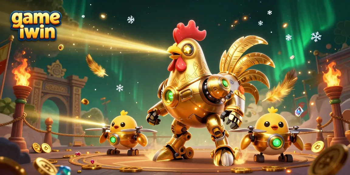 Engage in thrilling gameplay with the game iwin, featuring an adventurous scene of a futuristic casino battle.