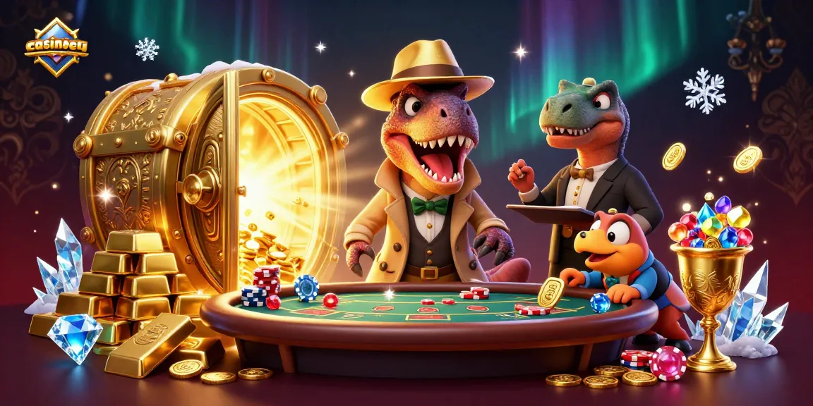 Juega en casinoperu con el velocirraptor en la mesa de blackjack y un pitboss observando.