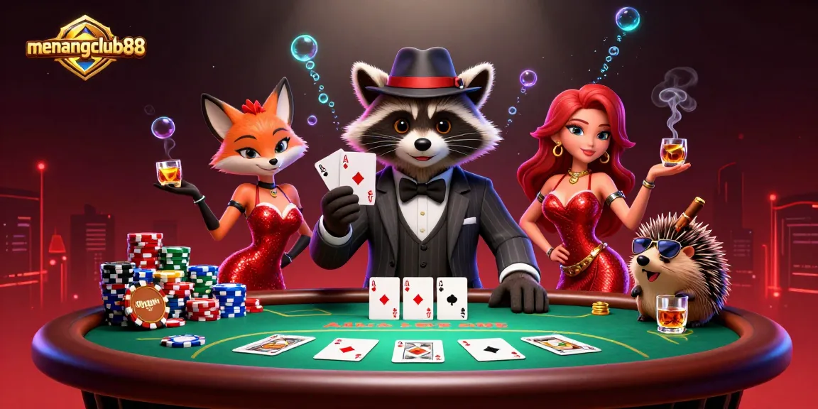Experience thrilling card gameplay with menangclub88's vibrant characters and immersive casino elements.
